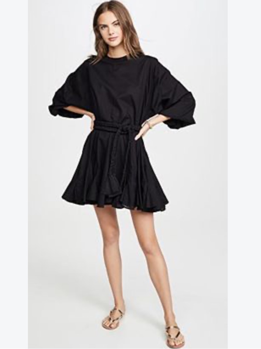 RHODE Ella Black Mini Dress Size S Braided Belt $395